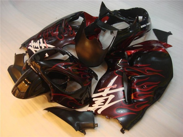 1996-2007 Black Red Flame Suzuki GSXR 1300 Motorcycle Fairings & Bodywork 1996-2007 Black Red Flame Suzuki GSXR 1300 Motorcycle Fairings & Bodywork