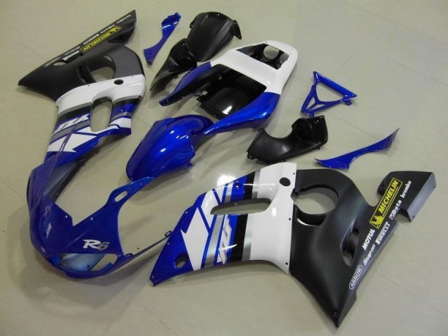1998-2002 Blue White and Black Yamaha YZF R6 Motorcycle Fairings 1998-2002 Blue White and Black Yamaha YZF R6 Motorcycle Fairings