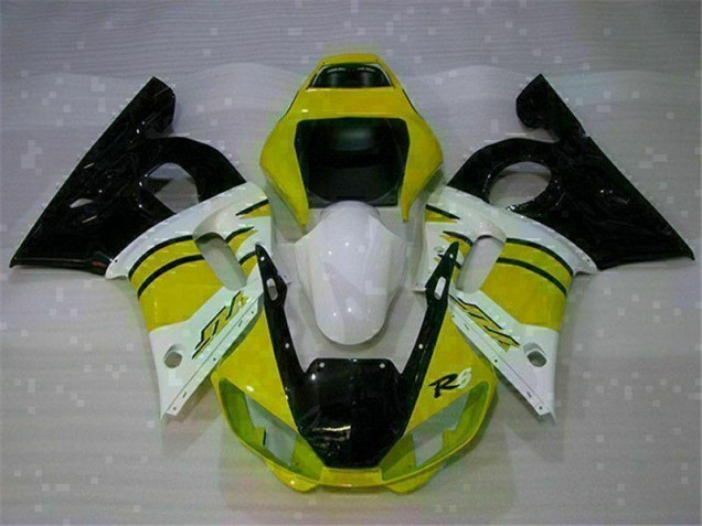 1998-2002 Yellow White Yamaha YZF R6 Motorcycle Fairings 1998-2002 Yellow White Yamaha YZF R6 Motorcycle Fairings