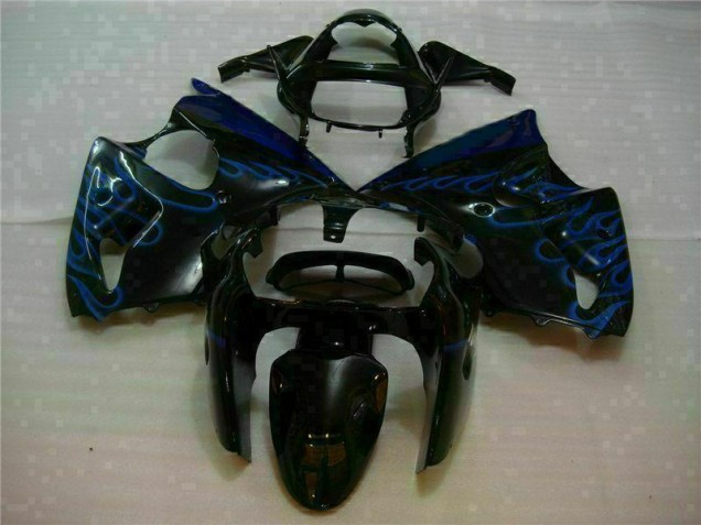 2000-2002 Black with Blue Flame Kawasaki Ninja ZX6R Motorcycle Fairings