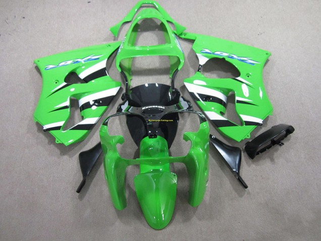 2000-2002 Green Black White Kawasaki Ninja ZX6R Injection Fairing Kit 2000-2002 Green Black White Kawasaki Ninja ZX6R Injection Fairing Kit