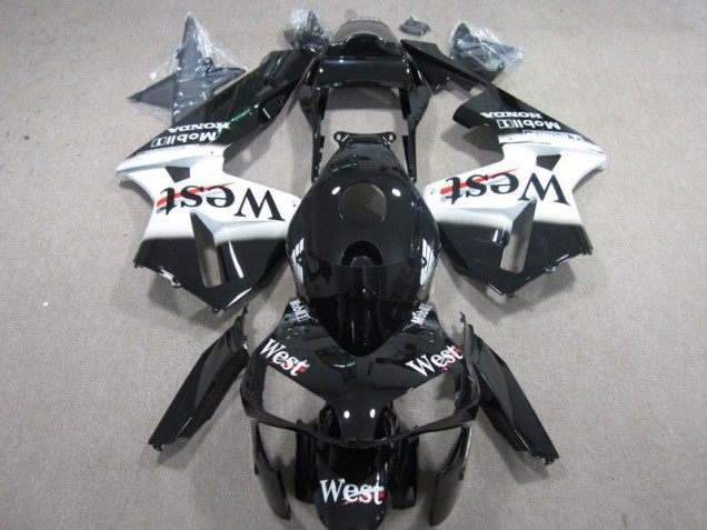 2003-2004 West White Black Honda CBR600RR Motorcycle Fairings 2003-2004 West White Black Honda CBR600RR Motorcycle Fairings