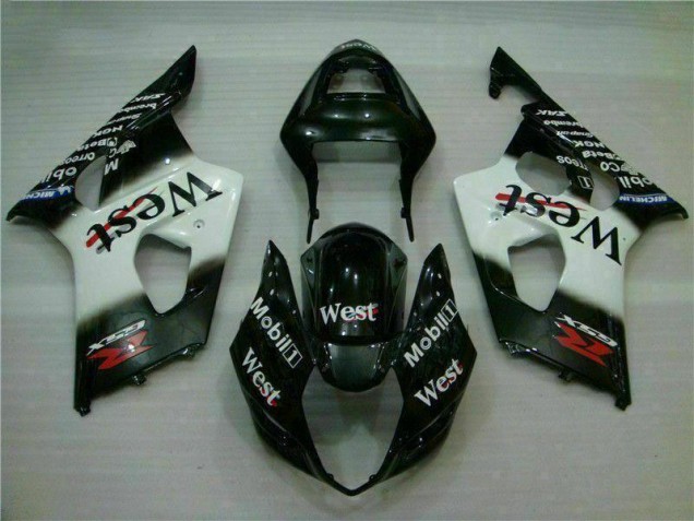 2003-2004 White Black Suzuki GSXR 1000 Abs Fairing Kit 2003-2004 White Black Suzuki GSXR 1000 Abs Fairing Kit