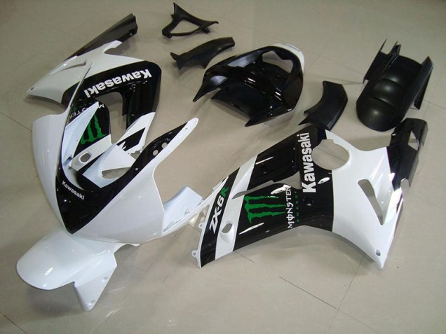 2003-2004 White Monster Kawasaki Ninja ZX6R Motorcycle Fairings & Bodywork