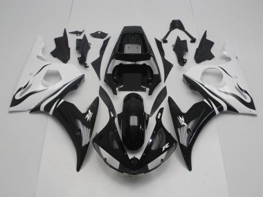 2003-2005 Black and White Yamaha YZF R6 Motorcycle Fairings