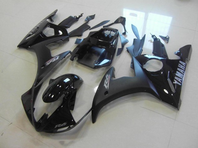 2003-2005 Matte Black Glossy Black Yamaha YZF R6 Motorcycle Fairings 2003-2005 Matte Black Glossy Black Yamaha YZF R6 Motorcycle Fairings
