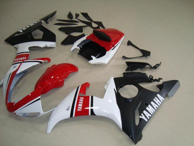 2003-2005 Red White Matte Black Yamaha YZF R6 Motorcycle Fairings 2003-2005 Red White Matte Black Yamaha YZF R6 Motorcycle Fairings