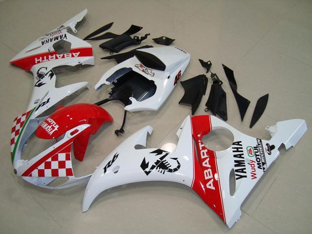 2003-2005 Red White Yamaha YZF R6 Motorcycle Fairings 2003-2005 Red White Yamaha YZF R6 Motorcycle Fairings