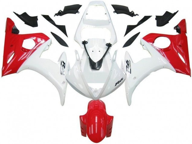 2003-2005 White Red Yamaha YZF R6 Motorcycle Fairings 2003-2005 White Red Yamaha YZF R6 Motorcycle Fairings