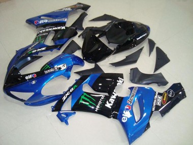 2005-2006 Blue Monster Kawasaki Ninja ZX6R Motorcycle Fairings