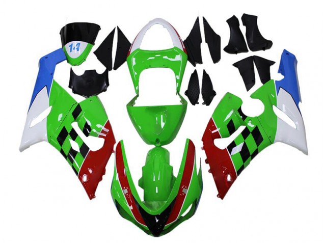 2005-2006 Green Red White Blue Kawasaki Ninja ZX6R Motorcycle Fairings 2005-2006 Green Red White Blue Kawasaki Ninja ZX6R Motorcycle Fairings