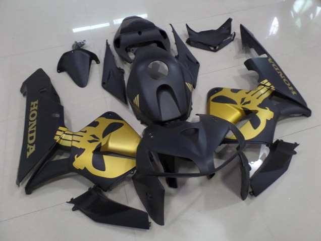 2005-2006 Matte Black with Gold Skull Honda CBR600RR Motorcycle Fairings 2005-2006 Matte Black with Gold Skull Honda CBR600RR Motorcycle Fairings