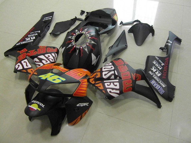 2005-2006 Rossi Matte Black Honda CBR600RR Motorcycle Fairings 2005-2006 Rossi Matte Black Honda CBR600RR Motorcycle Fairings