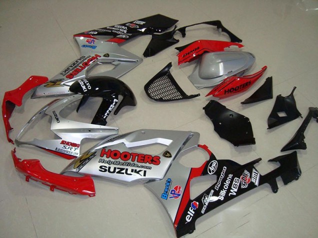 2005-2006 Silver and Red Suzuki GSXR 1000 Motorcycle Fairings 2005-2006 Silver and Red Suzuki GSXR 1000 Motorcycle Fairings