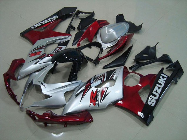 2005-2006 Silver Red Suzuki GSXR 1000 Motorcycle Fairings 2005-2006 Silver Red Suzuki GSXR 1000 Motorcycle Fairings