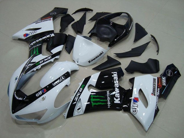 2005-2006 White Monster Kawasaki Ninja ZX6R Motorcycle Fairings 2005-2006 White Monster Kawasaki Ninja ZX6R Motorcycle Fairings
