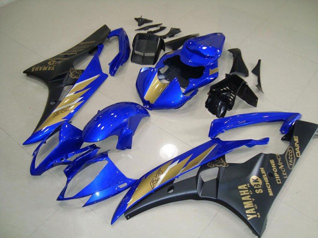 2006-2007 Black Blue with Gold Sticker Yamaha YZF R6 Motorcycle Fairings 2006-2007 Black Blue with Gold Sticker Yamaha YZF R6 Motorcycle Fairings
