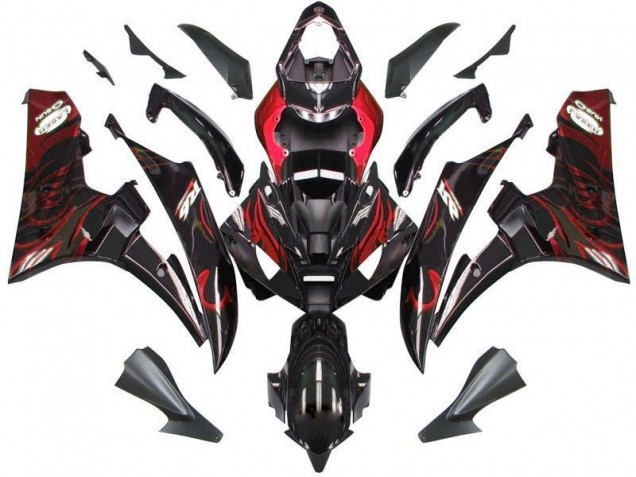 2006-2007 Black Red Flame Yamaha YZF R6 Motorcycle Fairings 2006-2007 Black Red Flame Yamaha YZF R6 Motorcycle Fairings