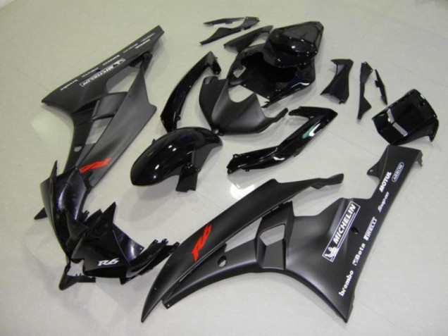 2006-2007 Black Yamaha YZF R6 Motorcycle Fairings 2006-2007 Black Yamaha YZF R6 Motorcycle Fairings