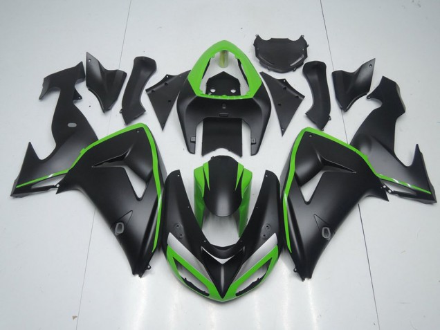 2006-2007 Matte Black with Green Line Kawasaki Ninja ZX10R Motorcycle Fairings 2006-2007 Matte Black with Green Line Kawasaki Ninja ZX10R Motorcycle Fairings