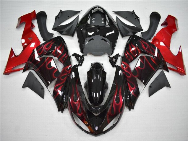 2006-2007 Red Flame Kawasaki Ninja ZX10R Motorcycle Fairings 2006-2007 Red Flame Kawasaki Ninja ZX10R Motorcycle Fairings