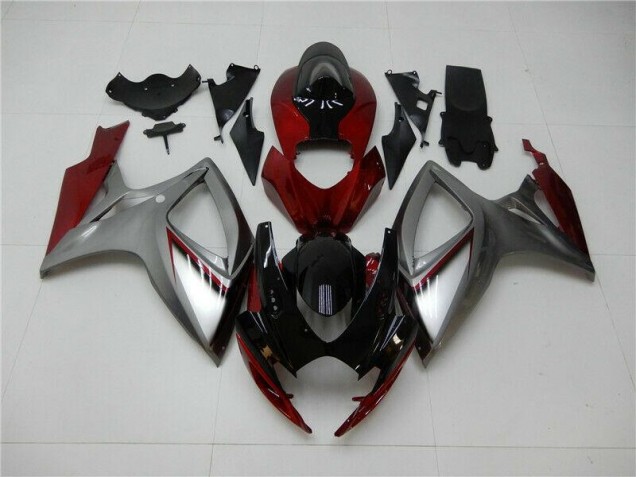 2006-2007 Red Silver Suzuki GSXR 600/750 Motorcycle Fairings