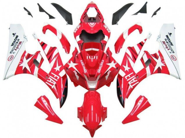 2006-2007 Red White Star Fiat Yamaha YZF R6 Motorcycle Fairings 2006-2007 Red White Star Fiat Yamaha YZF R6 Motorcycle Fairings