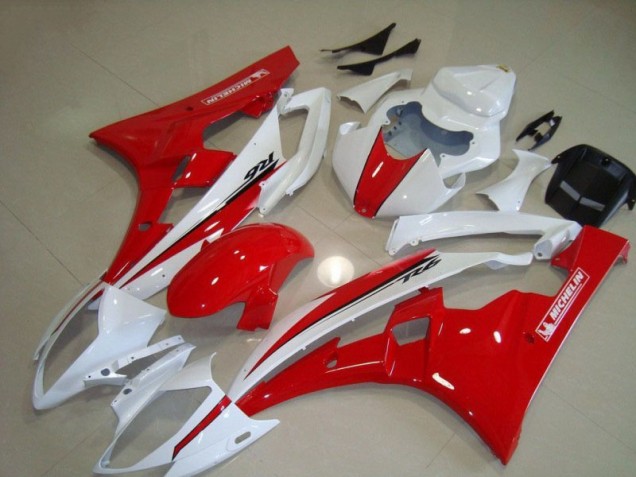 2006-2007 Red White Yamaha YZF R6 Motorcycle Fairings 2006-2007 Red White Yamaha YZF R6 Motorcycle Fairings