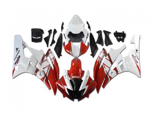 2006-2007 Red White Yamaha YZF R6 Motorcycle Fairings & Plastics 2006-2007 Red White Yamaha YZF R6 Motorcycle Fairings & Plastics