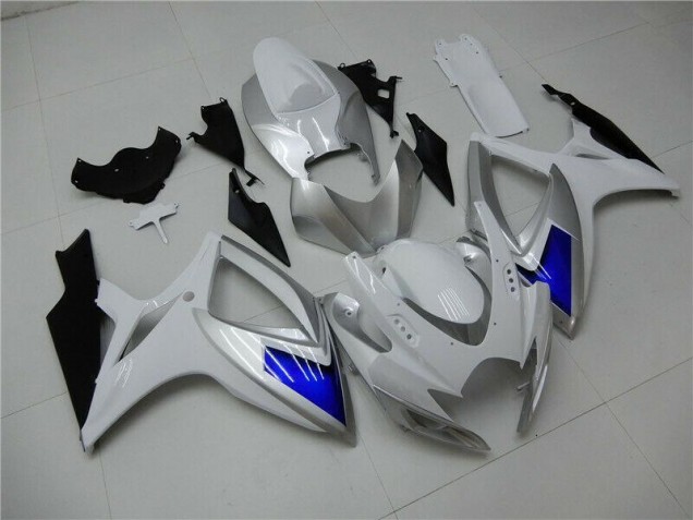 2006-2007 White Blue Suzuki GSXR 600/750 Plastics Fairing Kits