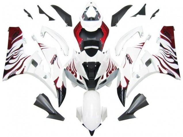 2006-2007 White Red Flame Yamaha YZF R6 Motorcycle Fairings 2006-2007 White Red Flame Yamaha YZF R6 Motorcycle Fairings