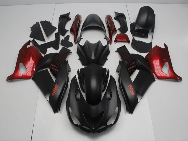 2006-2011 Matte Black and Red Kawasaki Ninja ZX14R Motorcycle Fairings 2006-2011 Matte Black and Red Kawasaki Ninja ZX14R Motorcycle Fairings