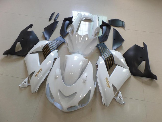 2006-2011 White and Matte Black Kawasaki Ninja ZX14R Motorcycle Fairings 2006-2011 White and Matte Black Kawasaki Ninja ZX14R Motorcycle Fairings