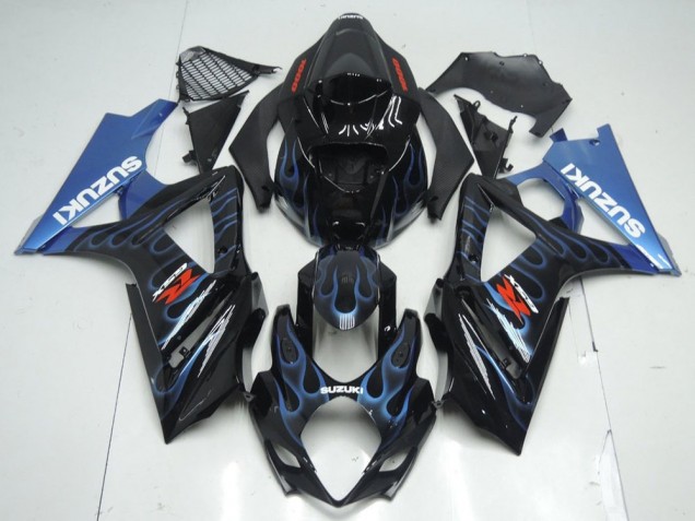 2007-2008 Black Blue Flame Suzuki GSXR 1000 Motorcycle Fairings 2007-2008 Black Blue Flame Suzuki GSXR 1000 Motorcycle Fairings