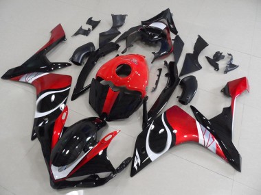 2007-2008 Black Red Glossy Yamaha YZF R1 Motorcycle Fairings