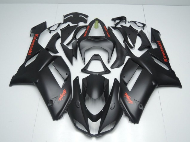 2007-2008 Matte Black with Red Sticker Kawasaki Ninja ZX6R Motorcycle Fairings 2007-2008 Matte Black with Red Sticker Kawasaki Ninja ZX6R Motorcycle Fairings
