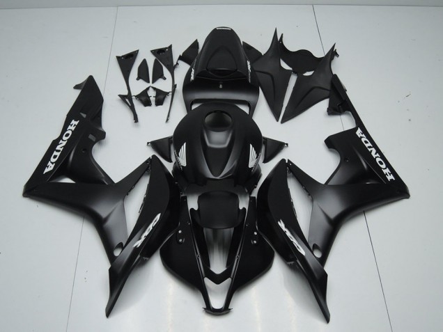 2007-2008 Matte Black with White Sticker Honda CBR600RR Motorcycle Fairings 2007-2008 Matte Black with White Sticker Honda CBR600RR Motorcycle Fairings
