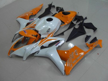 2007-2008 Pearl White Orange Honda CBR600RR Motorcycle Fairings