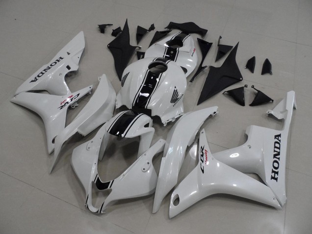 2007-2008 Pearl White with Black Stripe Honda CBR600RR Motorcycle Fairings 2007-2008 Pearl White with Black Stripe Honda CBR600RR Motorcycle Fairings