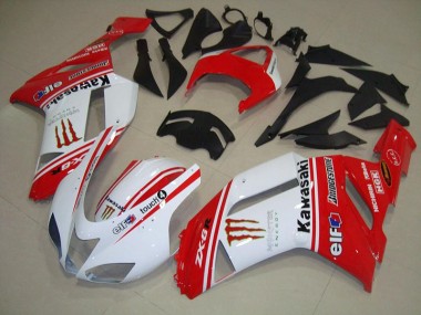2007-2008 Red and White Kawasaki Ninja ZX6R Motorcycle Fairings