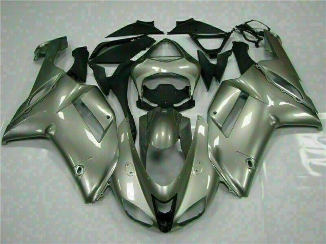 2007-2008 Silver Kawasaki Ninja ZX6R Motorcycle Fairings 2007-2008 Silver Kawasaki Ninja ZX6R Motorcycle Fairings