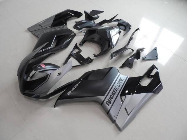 2007-2012 Matte Black Sliver OEM Style Ducati 848 1098 1198 Motorcycle Fairings 2007-2012 Matte Black Sliver OEM Style Ducati 848 1098 1198 Motorcycle Fairings