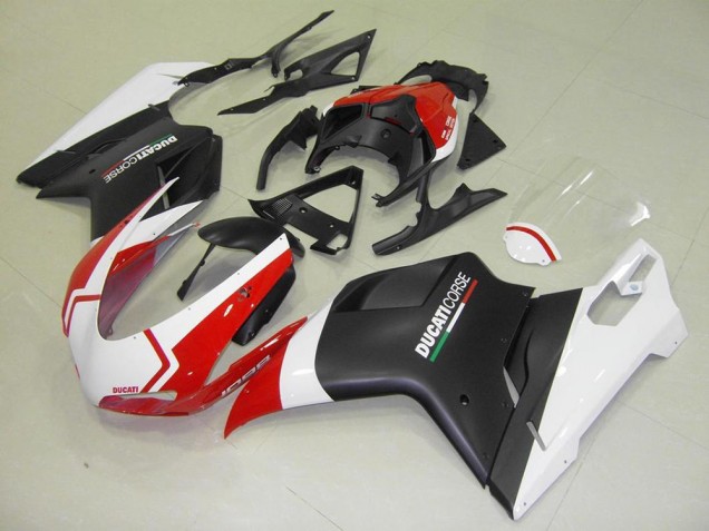 2007-2012 Matte Black White Red Ducati 848 1098 1198 Motorcycle Fairings 2007-2012 Matte Black White Red Ducati 848 1098 1198 Motorcycle Fairings