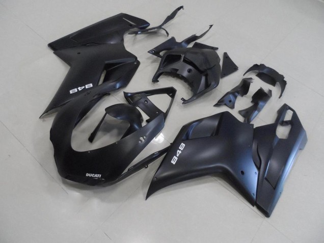 2007-2012 Matte Black with White 848 Ducati 848 1098 1198 Motorcycle Fairings 2007-2012 Matte Black with White 848 Ducati 848 1098 1198 Motorcycle Fairings