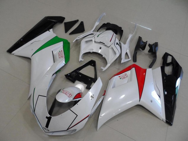 2007-2012 Peral White with Italy Flag Ducati 848 1098 1198 Motorcycle Fairings 2007-2012 Peral White with Italy Flag Ducati 848 1098 1198 Motorcycle Fairings