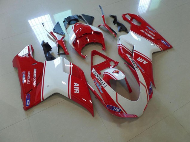2007-2012 Red and White Air Ducati 848 1098 1198 Motorcycle Fairings 2007-2012 Red and White Air Ducati 848 1098 1198 Motorcycle Fairings