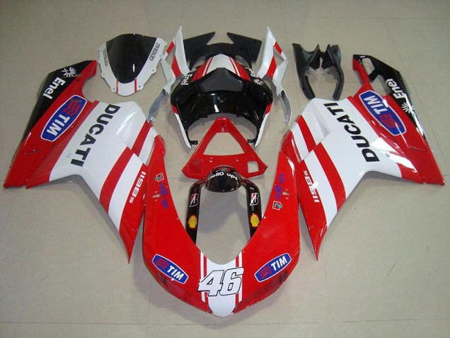 2007-2012 Red White 46 Ducati 848 1098 1198 Motorcycle Fairings