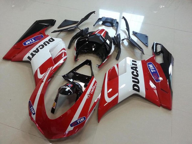 2007-2012 Red White Ducati 848 1098 1198 Motorcycle Fairings 2007-2012 Red White Ducati 848 1098 1198 Motorcycle Fairings