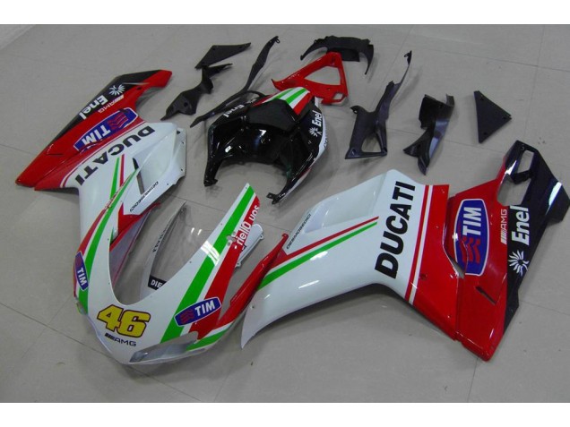 2007-2012 Red White Yellow 46 Ducati 848 1098 1198 Motorcycle Fairings 2007-2012 Red White Yellow 46 Ducati 848 1098 1198 Motorcycle Fairings