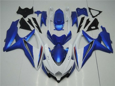 2008-2010 White Blue Suzuki GSXR 600/750 Plastics Fairing Kits